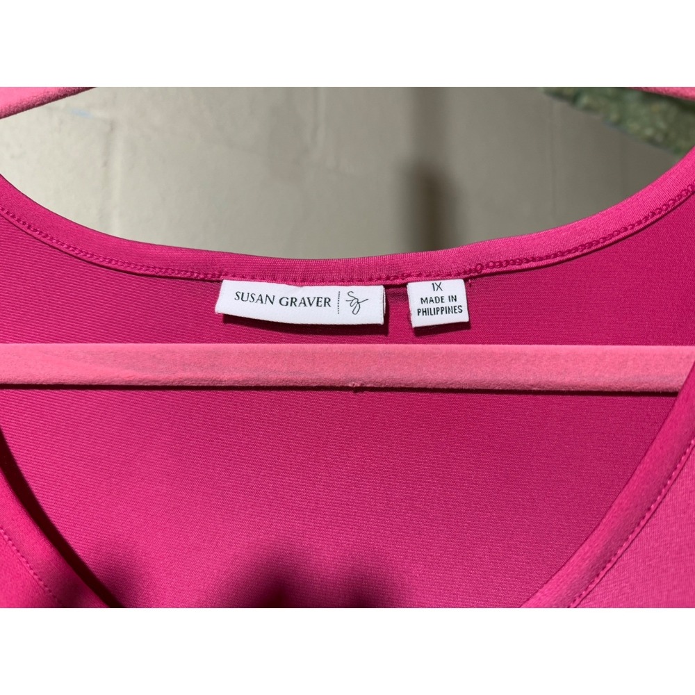 Susan Graver Pink Easy to Wear Scoop Neck 1X Top with Bohemian Infinity‎ Scarf - Picture 6 of 15